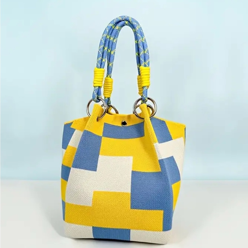 Stylish Blue and Yellow Women's Bag